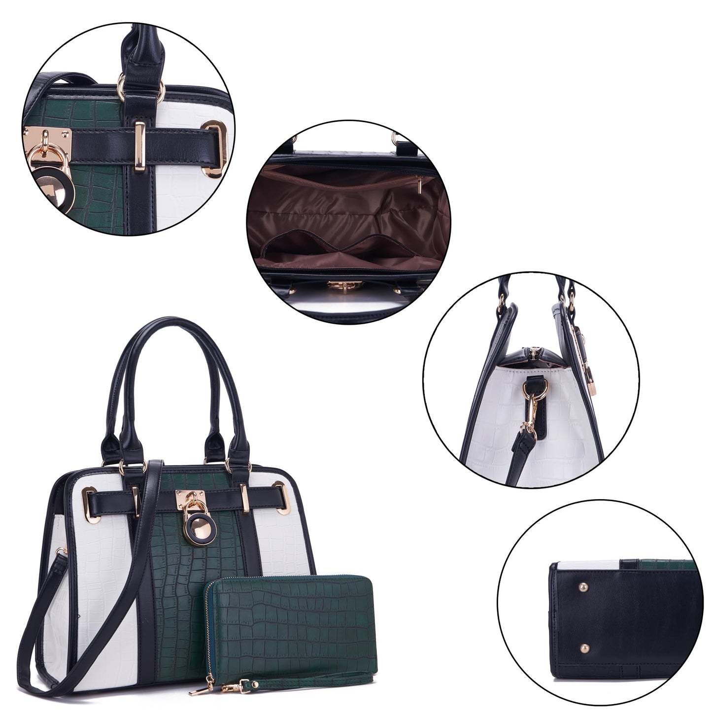 Handbags Sets For Women Shoulder Bags Top Handle Work Satchel Tote Purses Set With Matching Wallet 2pcs