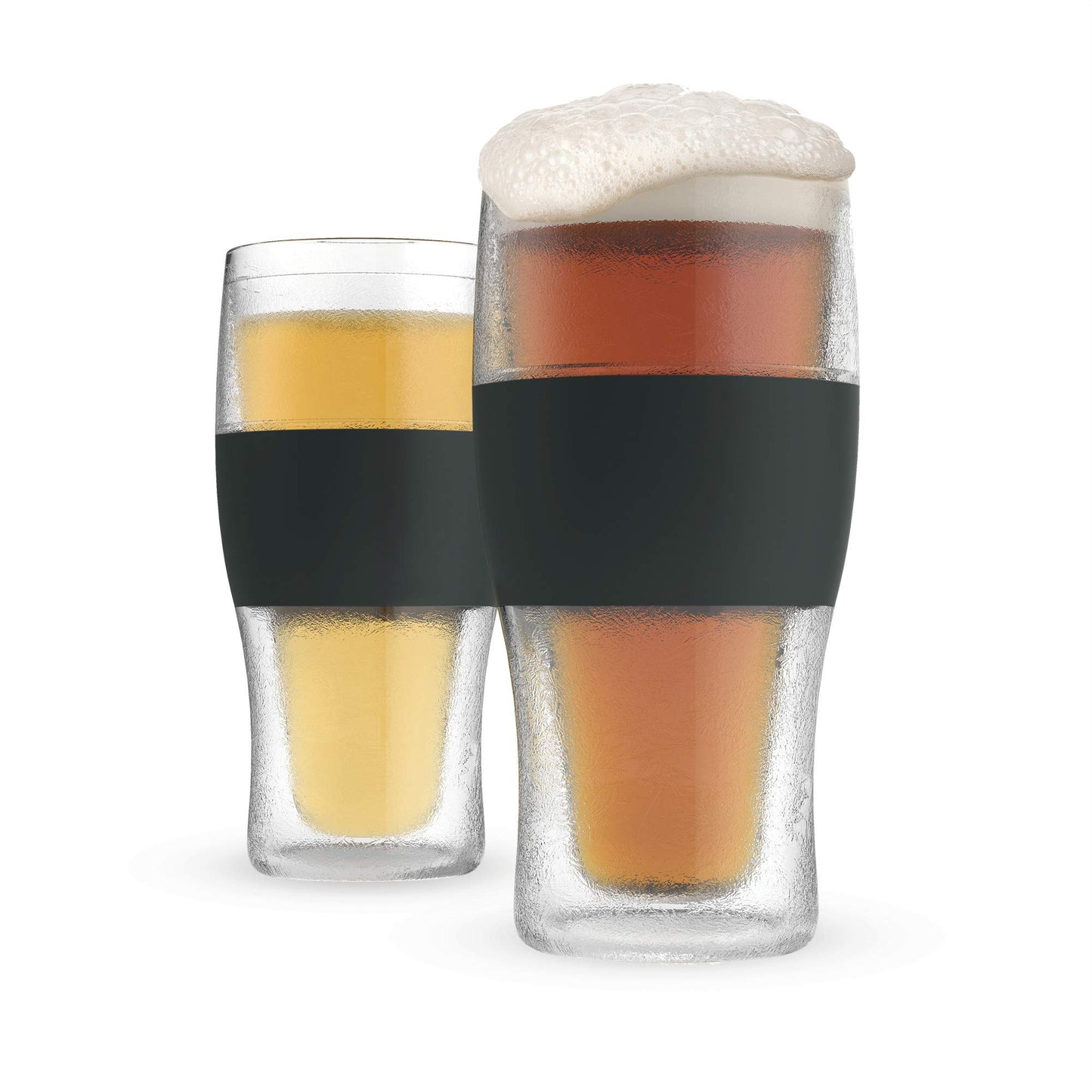 Host Freeze, Frozen Mugs, Freezable Pint Set, Beer Keep Your Drinks Cold, Double Walled Insulated Glasses, Tumbler for Iced Coffee, 16oz, Set of 2, Black