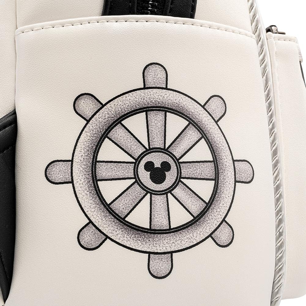 Sac à main à bandoulière double pour femme Loungefly Disney Mickey Steamboat Willie Music Cruise