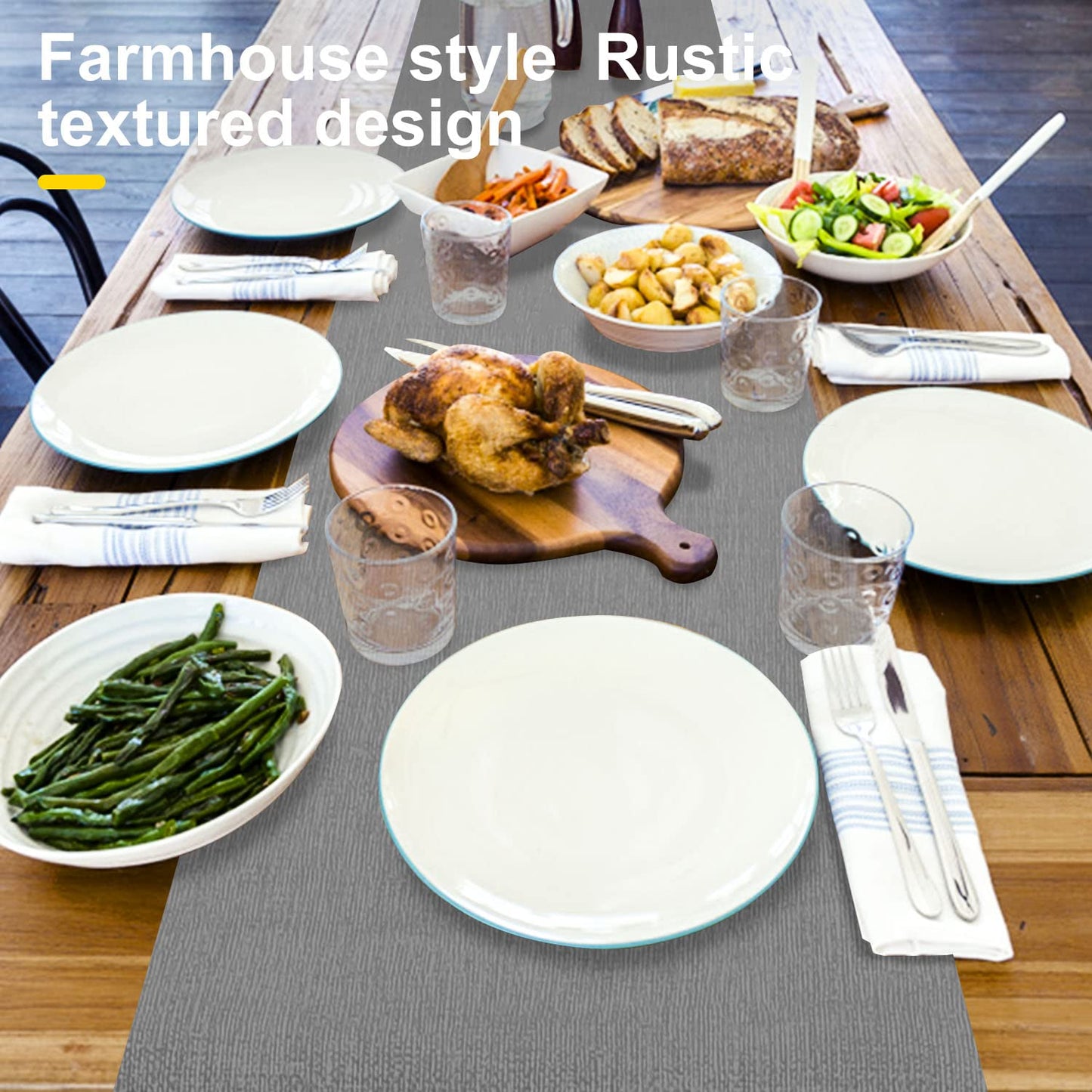 Wipeable Table Runner – Thick Farmhouse-Style Runner for Kitchen, Bedroom, Living Room, Indoor & Outdoor Use