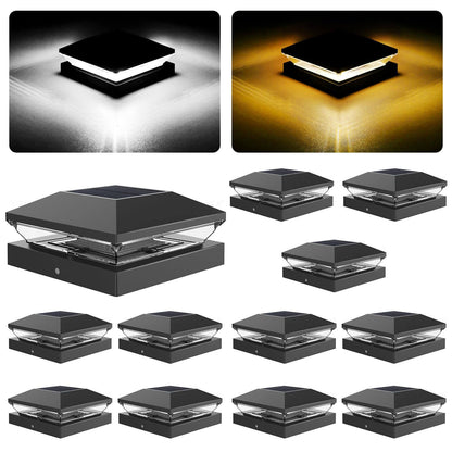 T-SUN Solar Post Cap Lights, 6 Pack – Warm & Cool White, Waterproof, Fits 4x4/5x5/6x6 Posts
