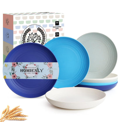 Homienly Wheat Straw Dinner Plates – Unbreakable set of 8
