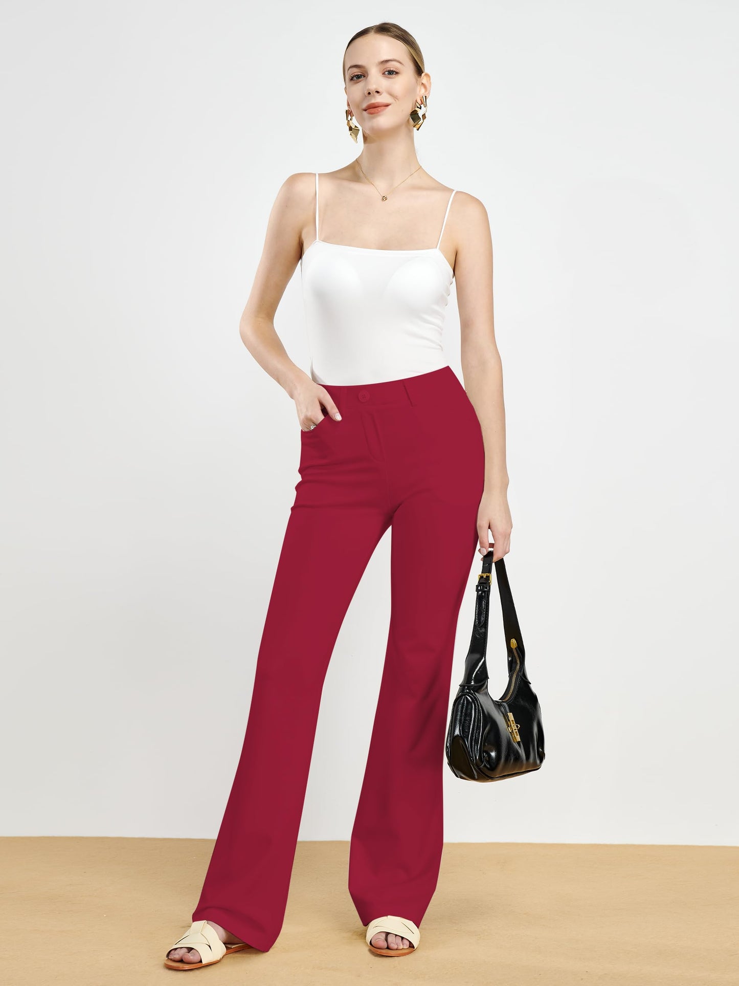 Pantalon extensible pour femme Tapata 28''/30''/32''/34'' avec poches, taille haute, petite, taille standard pour le travail au bureau 