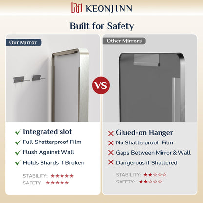 Keonjinn Black Mirror for Bathroom Sink, 24 x 30 Inch Sandblasted Finish Aluminum Wall Mirrors, Matte Black Rectangle Farmhouse Mirror with Shatterproof HD Tempered Glass, Anti-Rust Metal Frame