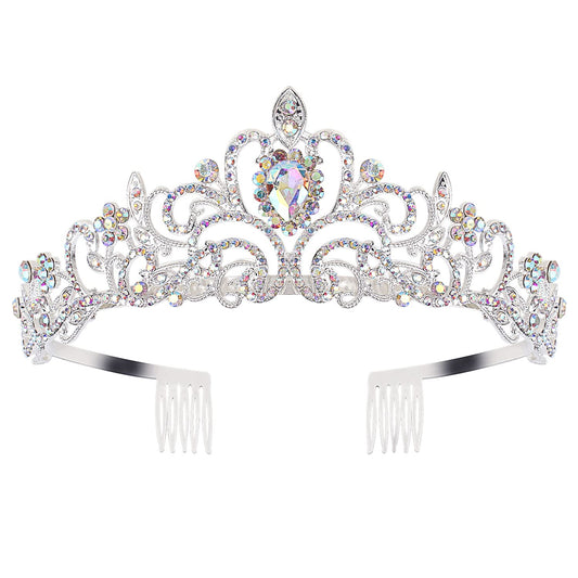 COCIDE Tiara Crystal Crowns Princess Rhinestone Crown with Combs Bride Headbands Bridal Wedding Prom Birthday Party Hair Accessories Jewelry for Women Girls (Silver)