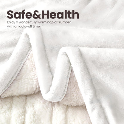 Luxe Heated Throw – 50x60 Ultra-Soft Sherpa & Flannel Electric Blanket (Gray)