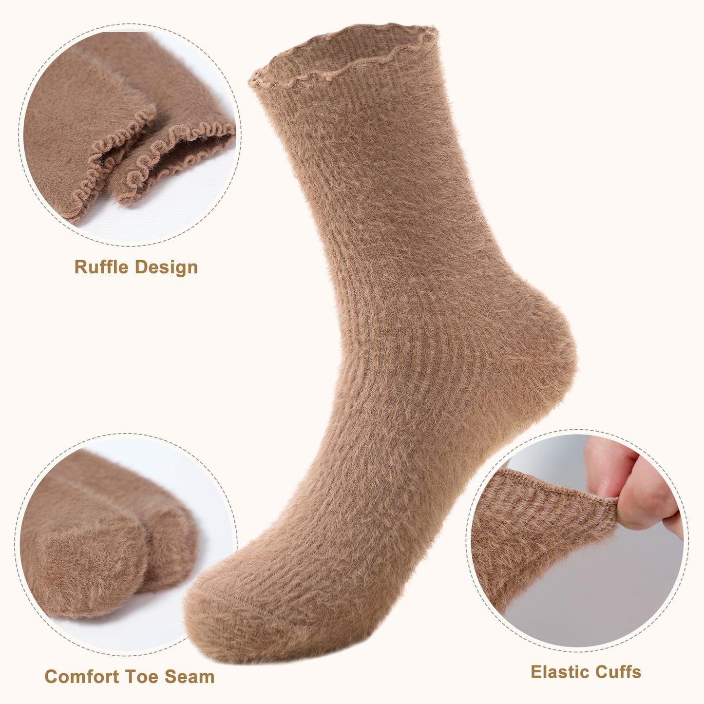 5 Pairs Fuzzy Soft Cozy Comfortable Socks for Women, Casual Sleep Comfy Socks, Perfect Warm Winter Gifts for Women