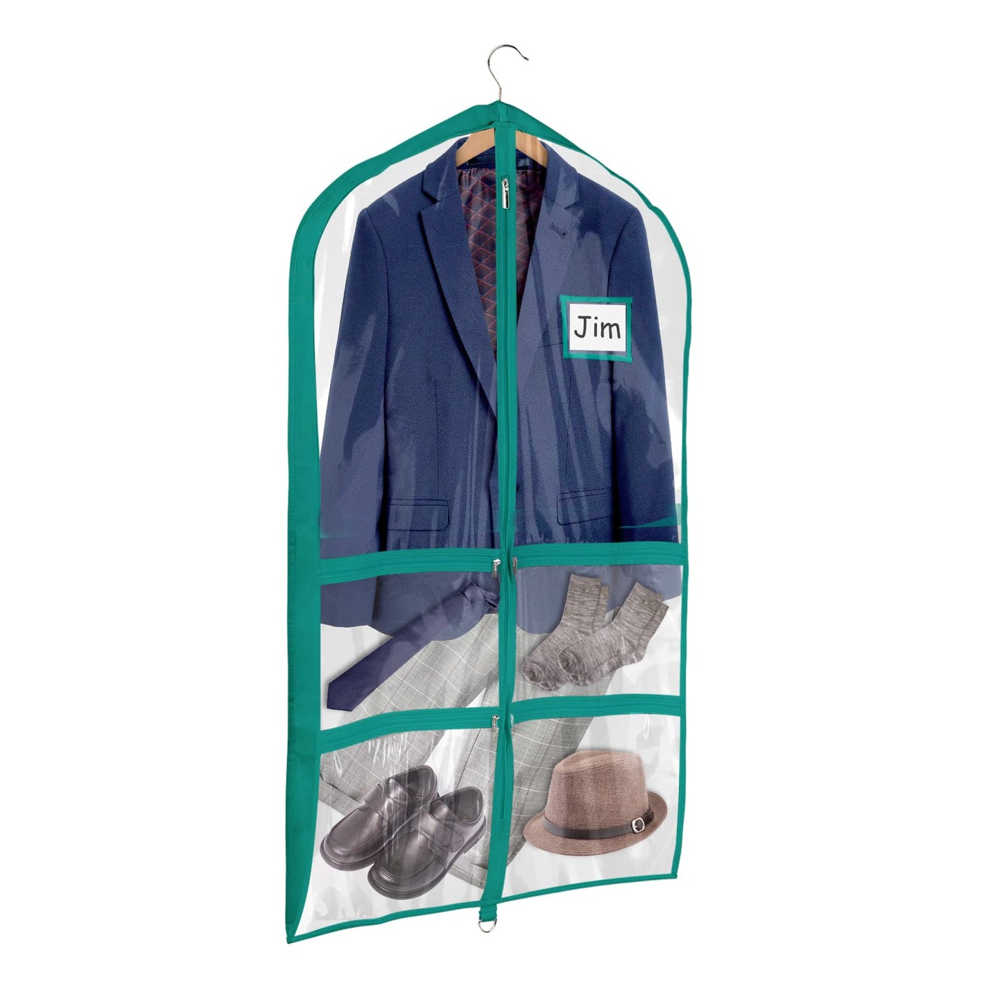 Univivi Clear PVC Dance Costume Bags (3 Pack) Garment Bag 40 Inch for Dance Competitions, with 4 Medium Clear Zipper Pockets and 1 Large Back Zippered Pocket [Upgraded Version]