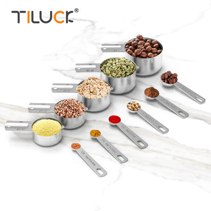 TILUCK Stainless Steel Measuring Cups & Spoons Set