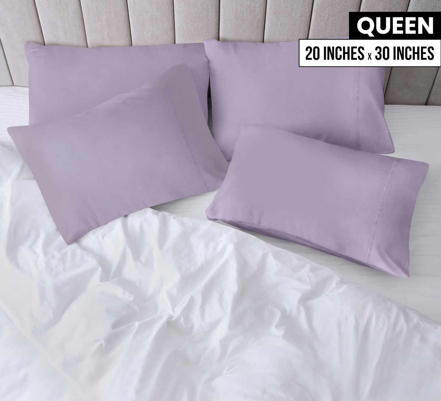 Taies d'oreiller Queen Utopia Bedding - Paquet de 4 - Fermeture à enveloppe - Tissu en microfibre brossé doux - Housses d'oreiller résistantes au rétrécissement et à la décoloration - Taille Queen 20 X 30 pouces (Queen, Gris) 