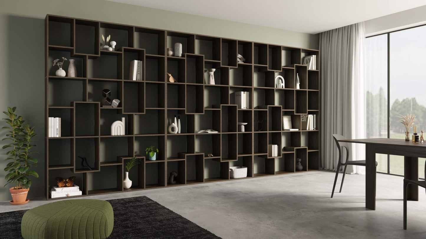 Mobili Fiver, Iacopo XS Bücherregal (63,31 x 31,5 Zoll), rustikale Eiche, Aufbewahrungsbücherregal, modernes Bücherregal für Wohnzimmer, Büro, italienische Möbel 