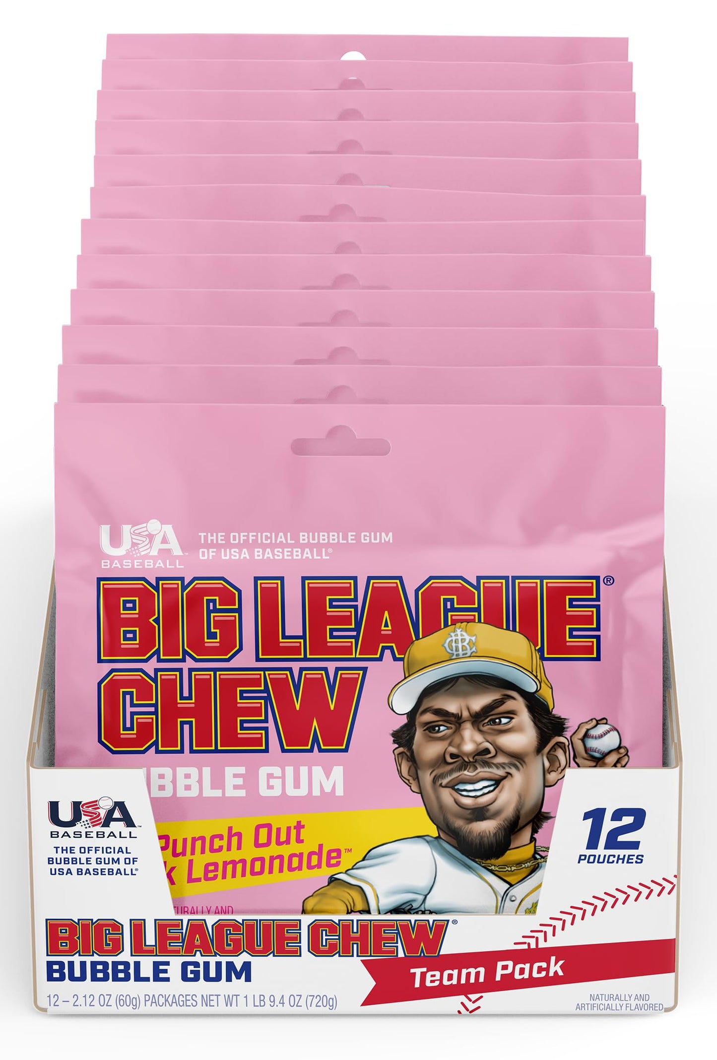 Big League Chew Outta Here Original Bubble Gum – klassischer Ballpark-Geschmack | Perfekt für Baseballspiele, Teams, Imbissbuden, Partys und mehr | Packung mit 12 Beuteln (je 2,12 oz)