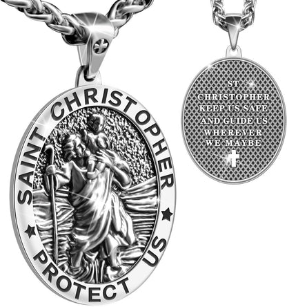 Saint Christopher Necklace – Safety & Blessing Pendant for Men, Women, Family