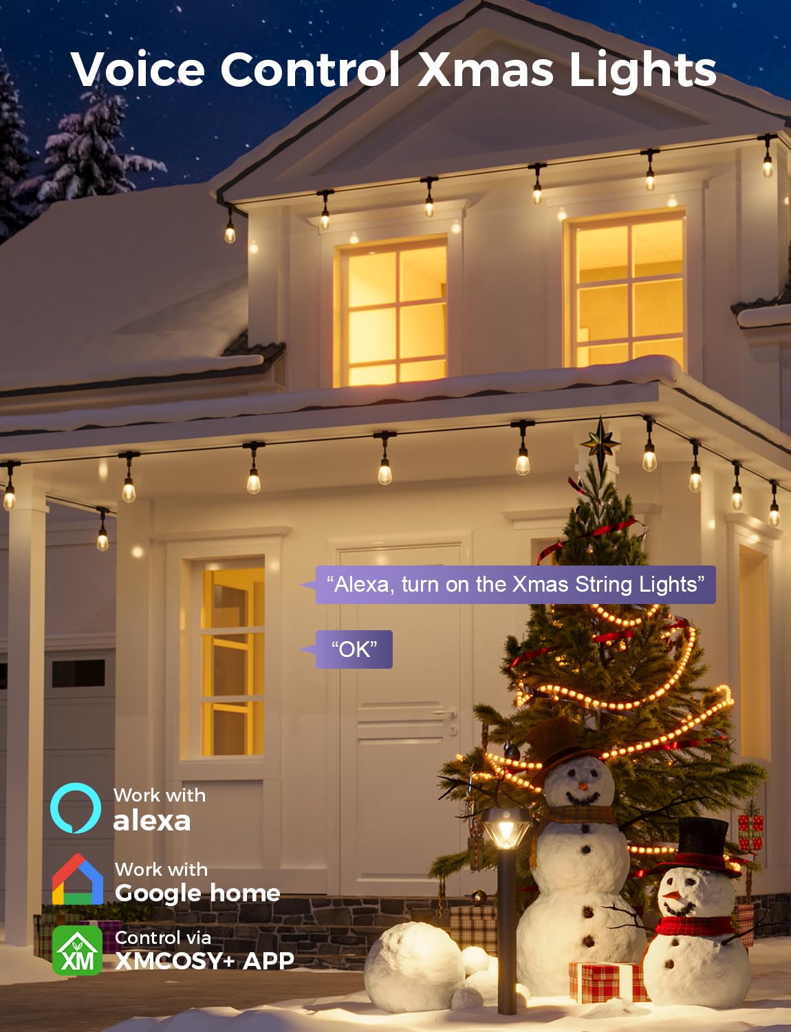 Smart Outdoor LED String Lights – App & Alexa Control, Waterproof