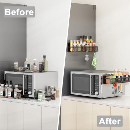 Magnetic Spice Rack for Refrigerator, 6 Pack Magnetic Shelf, Fridge Magnet Organizer with Moveable 12 Hooks, Magnetic Fridge Shelf for Kitchen Organization and Storage (6 Pack)