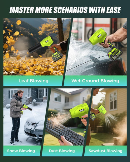 Leaf Blower Cordless with Battery and Charger,980,000 RPM,Extended Nozzle,Lightweight Handheld Design,Blower for Patio, Lawn, Yard, Deck Cleaning（Reddish Orange）