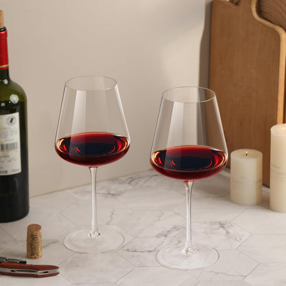 Crystal Wine Glasses Set of 2, Hand Blown Wine Glass 25OZ, White/Red Wine Glasses