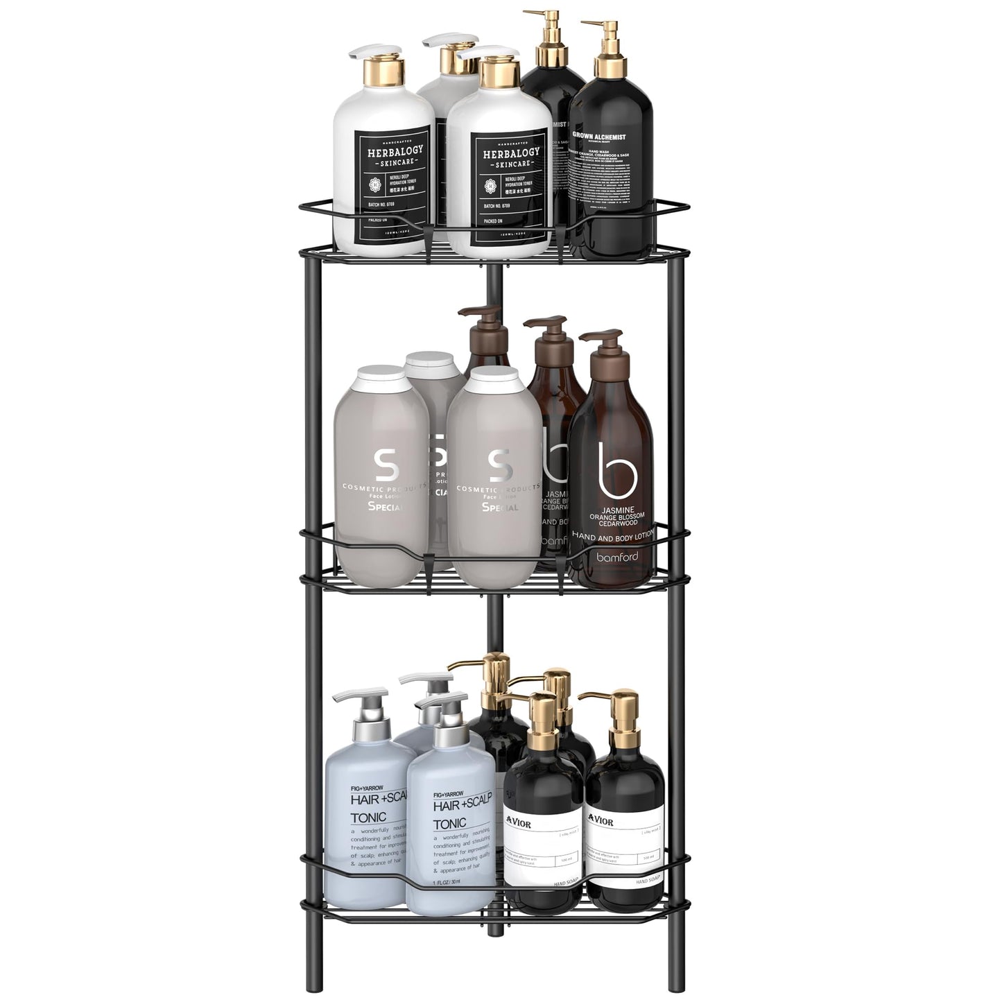 4 Tier Floor Standing Corner Shower Caddy Organizer Shelf with Hooks