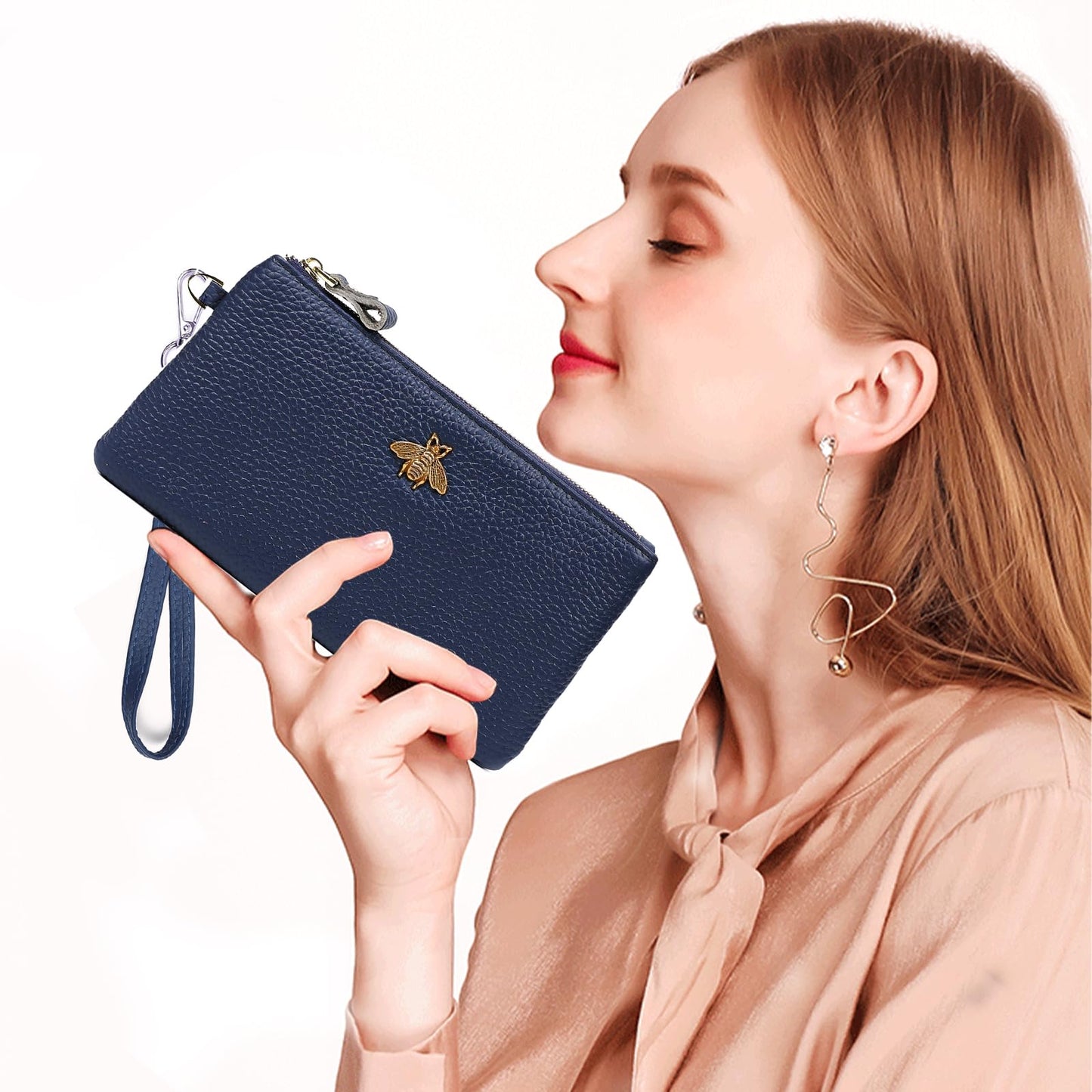 imeetu Damen-Handgelenk-Clutch, Leder, Handy-Geldbörse, Handtasche mit Handschlaufe