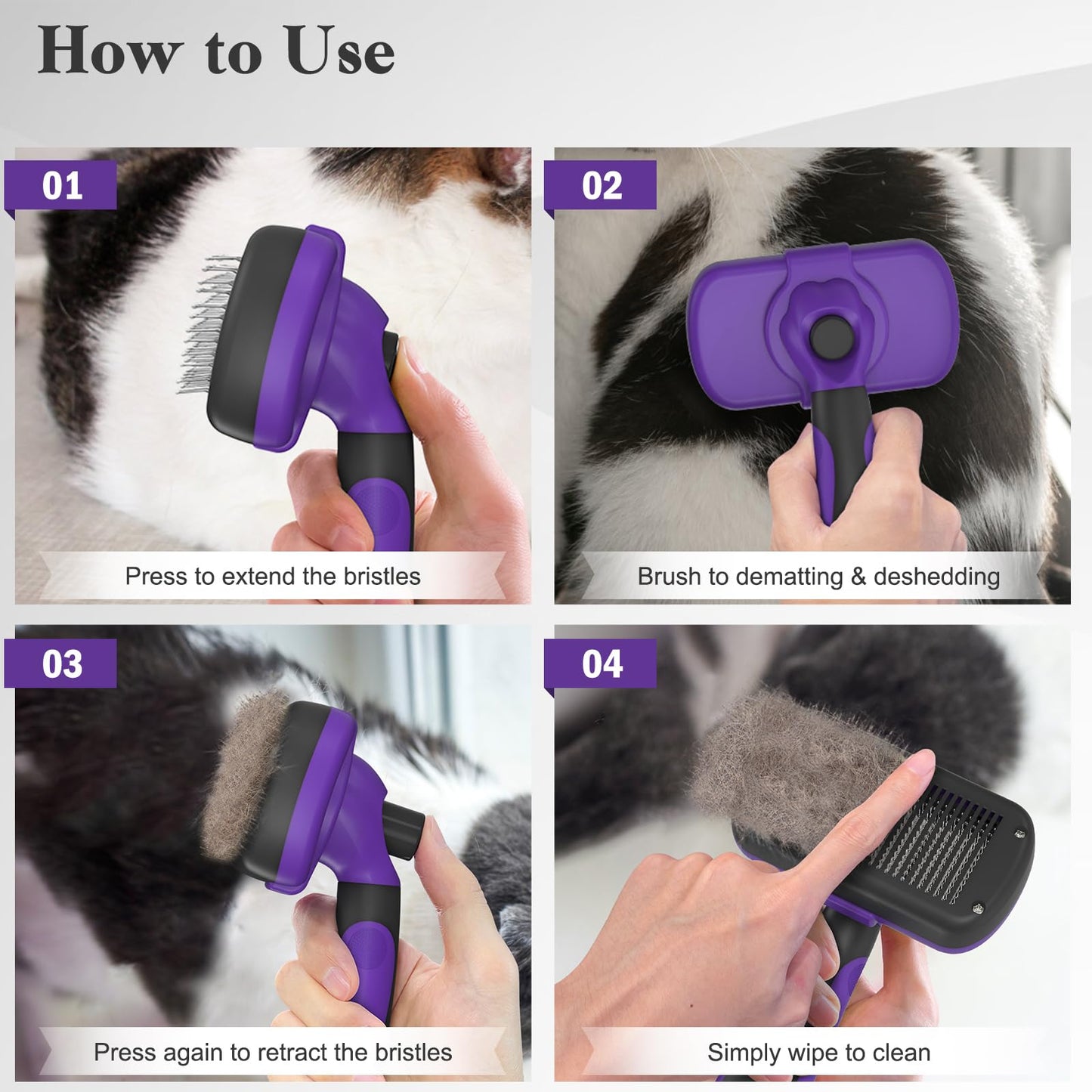 Swihauk Self Cleaning Slicker Brush - Skin Friendly for Dogs & Cats, Deshedding Grooming Tool for Shedding Hair, Puppy Brush for Haired Pets