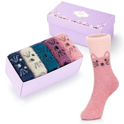 5 Pairs Fuzzy Soft Cozy Comfortable Socks for Women, Casual Sleep Comfy Socks, Perfect Warm Winter Gifts for Women