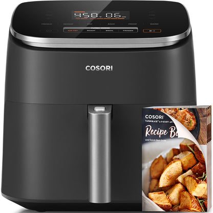 COSORI 6-Qt Air Fryer TurboBlaze – 9-in-1 Compact Oven, 90–450°F, Fast Turbo Mode, Grey, Low Oil Cooking, Roast, Bake, Reheat