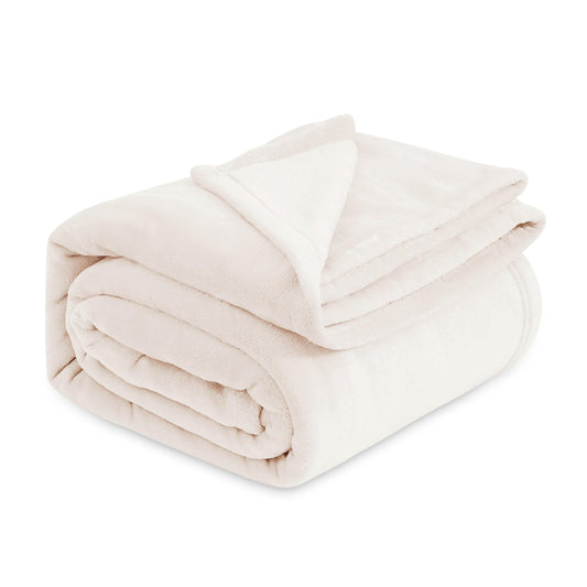 Couverture polaire Bedsure Queen Blanket Cream - Couverture de lit douce, légère, pelucheuse, douillette, microfibre de luxe, 90x90 pouces 