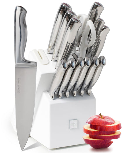 Copper Knife Set with Block - 14 PC Self Sharpening Knife Block Set