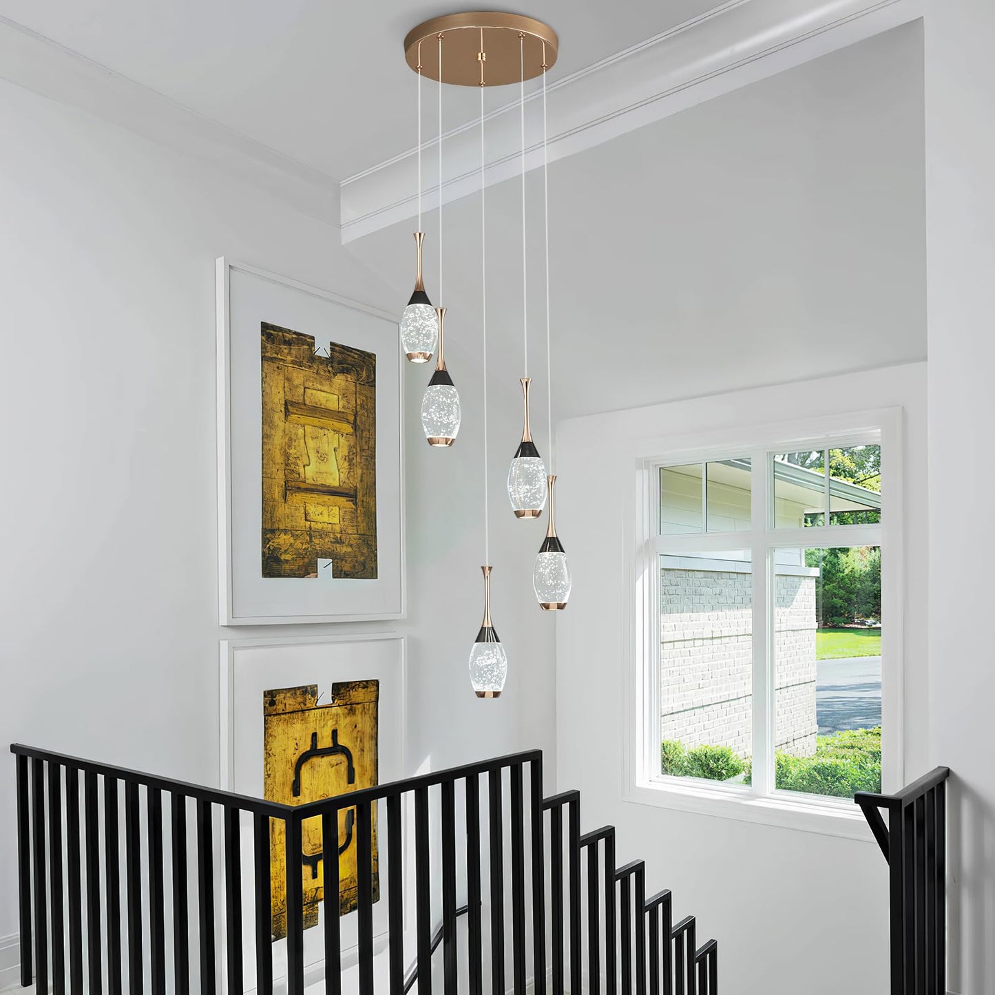 Moderne Pendelleuchte in Schwarzgold, dimmbare LED-Deckenleuchte, Mini-Pendelleuchte in Tropfenform aus Kristall für Kücheninsel, Schlafzimmer, Flur, Eingangsbereich (3er-Pack) 