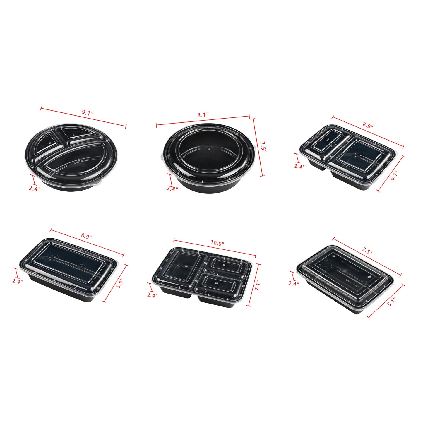 Prep Food Storage Containers with Lids – Reusable BPA-Free Lunch Bento Boxes, Stackable, Microwave, Dishwasher & Freezer Safe