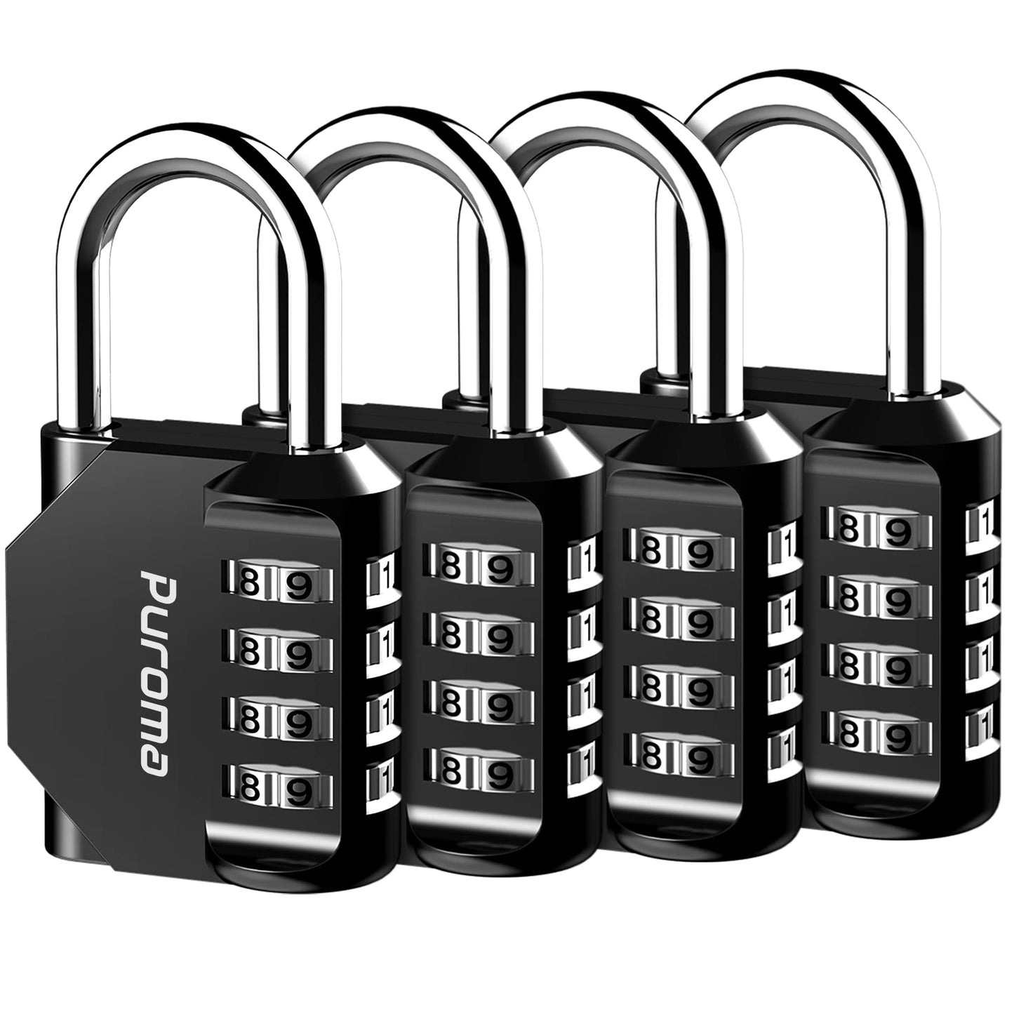 Puroma 4 Pack Combination Lock 4 Digit Locker Lock Outdoor Waterproof Padlock for School Gym Locker, Sports Locker, Fence, Toolbox, Gate, Case, Hasp Storage (Green)