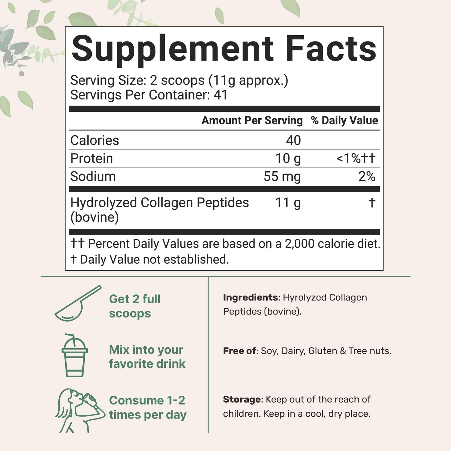 Multi Collagen Protein Powder, 2lbs – Hydrolyzed Collagen Peptides | Type I,II,III,V,X with Biotin 10000mcg, Hyaluronic Acid, Vitamin C – Unflavored – Keto & Paleo Friendly, Easy Dissolve, Non-GMO