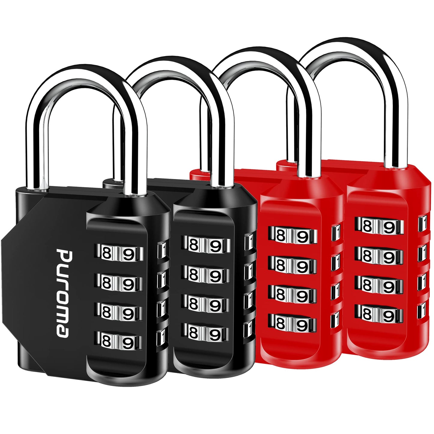 Puroma 4 Pack Combination Lock 4 Digit Locker Lock Outdoor Waterproof Padlock for School Gym Locker, Sports Locker, Fence, Toolbox, Gate, Case, Hasp Storage (Green)