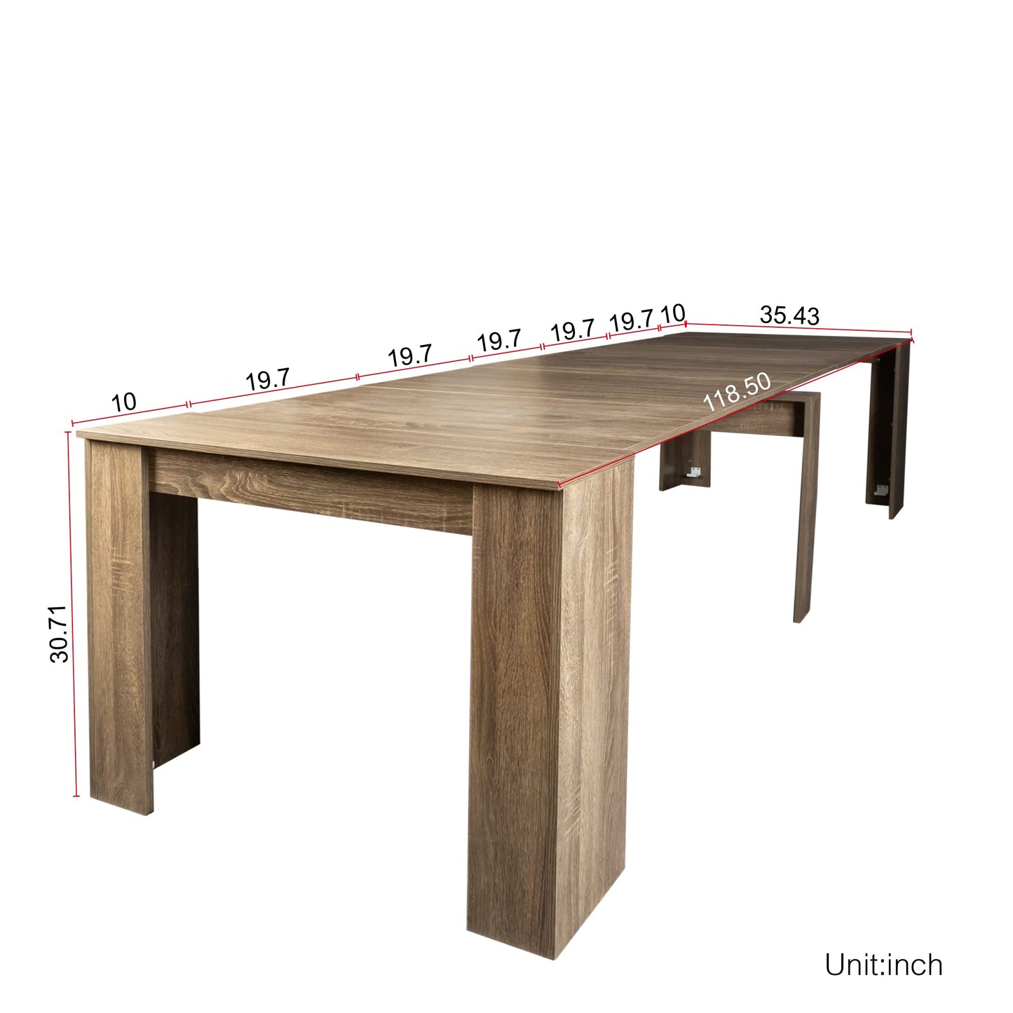 20"-118" Extendable Dining Table for 2-12 People, Modern Transformer Table, Space-Saving Extra Long Folding Dining Table, Multifunctional Conference Meeting Table, Walnut