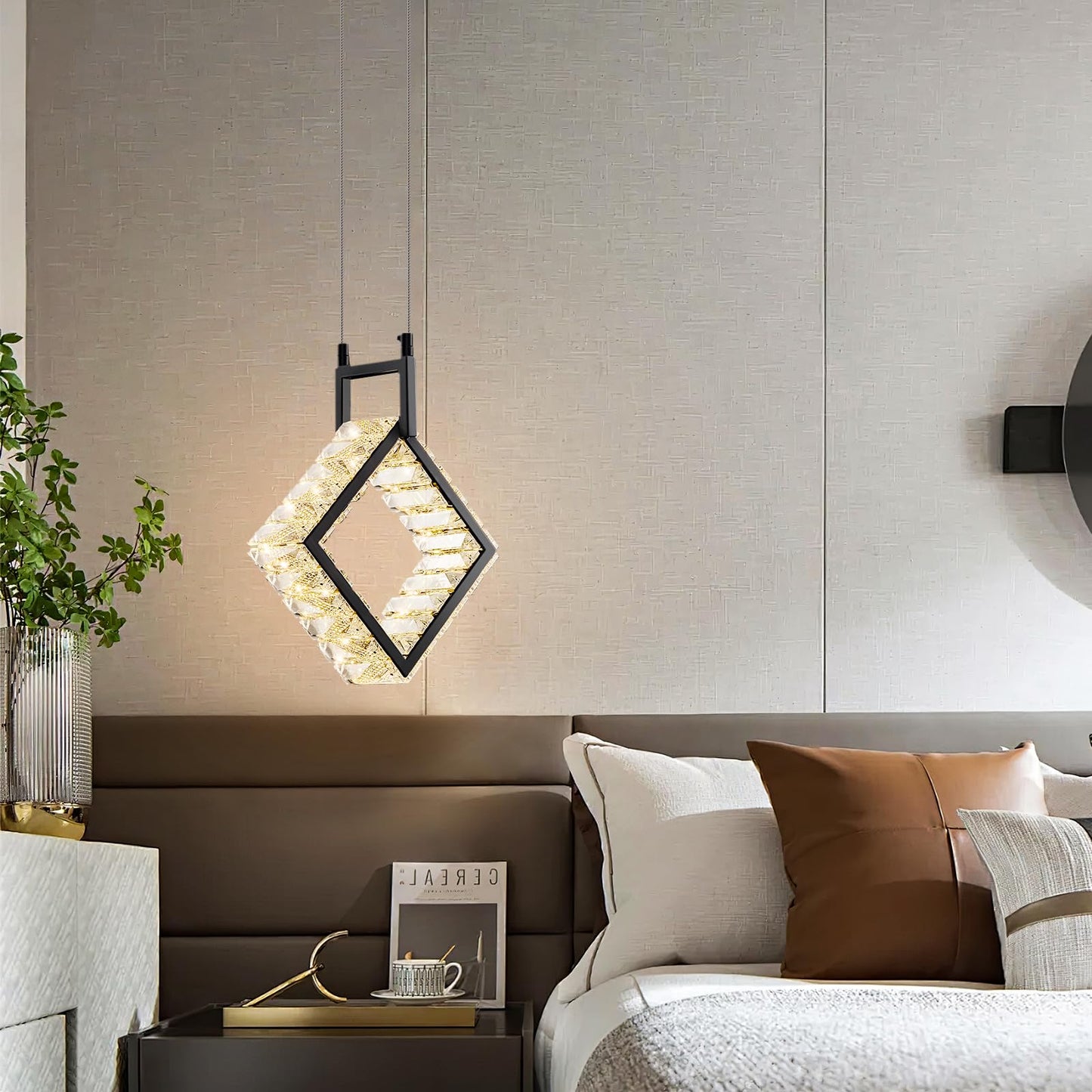 Mini-Leuchte für Kücheninseln, moderne LED-Pendelleuchte aus Kristall, rechteckiger Kronleuchter in Gold für Esszimmer, Wohnzimmer, Küche, Schlafzimmer, Bar (1 Stück) 