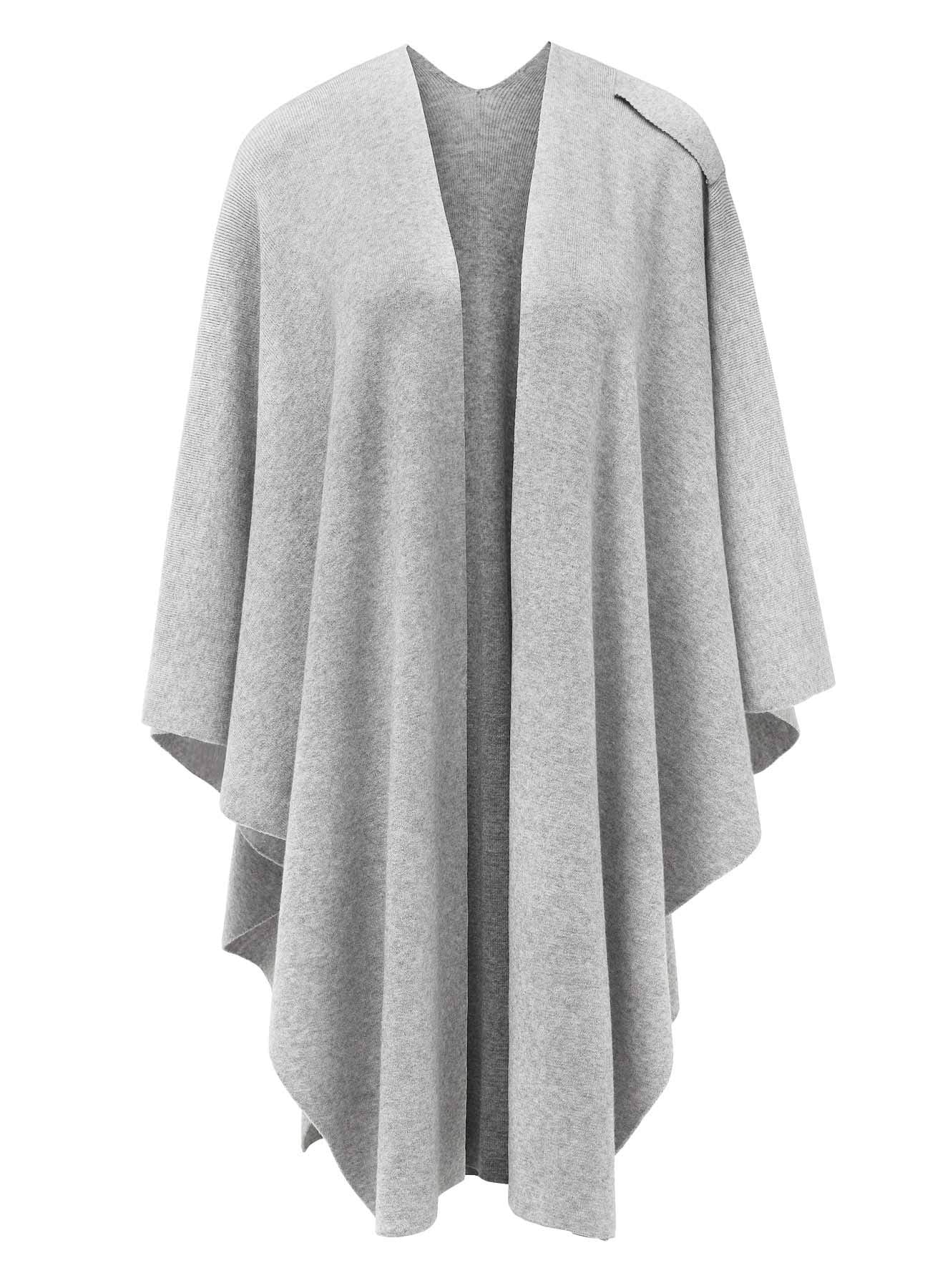 PULI Femmes Grand Poncho Croisé Sur Le Devant Pull Enveloppant Topper Tricoté Élégant Châles Cape pour l'Automne Hiver