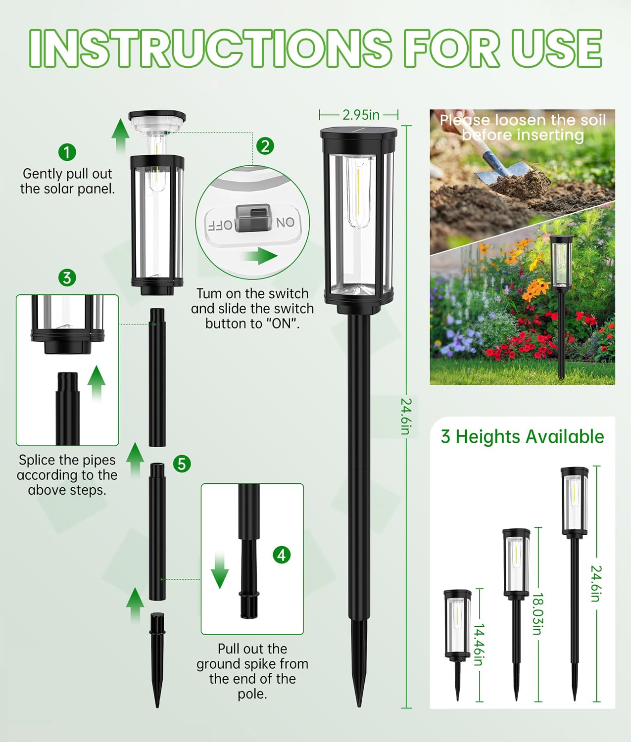 Bright Solar Pathway Lights Outdoor, 8 Pack Solar Garden Lights for Outside Waterproof IP65, Auto On/Off Outdoor Light