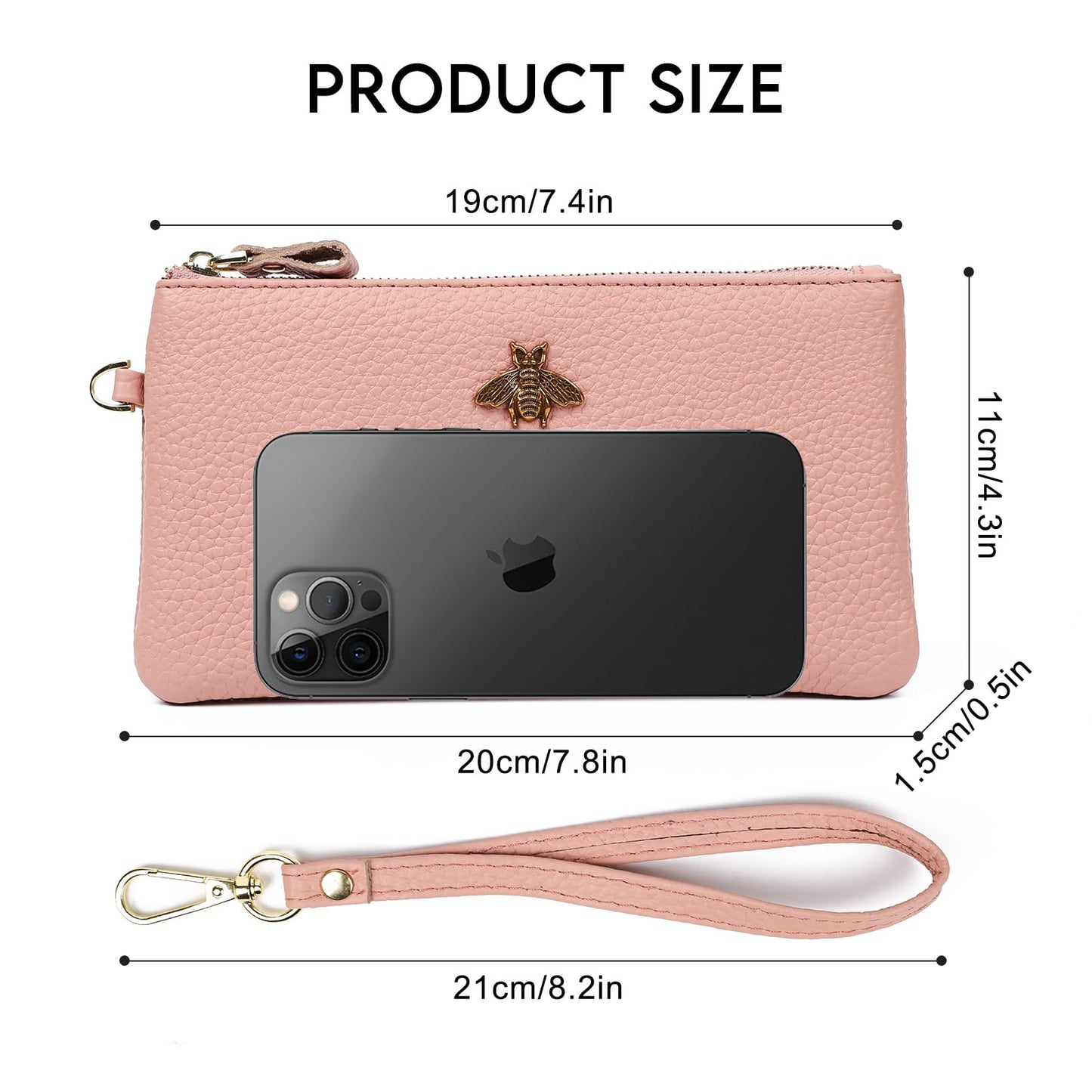 imeetu Women's Wristlet Clutch Purse Leather Cell Phone Wallet Handbag with Wrist Strap