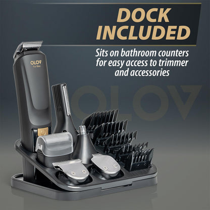 21-Piece Beard Trimmer & Grooming Kit – All-in-One Hair Clipper with USB Recharge Dock
