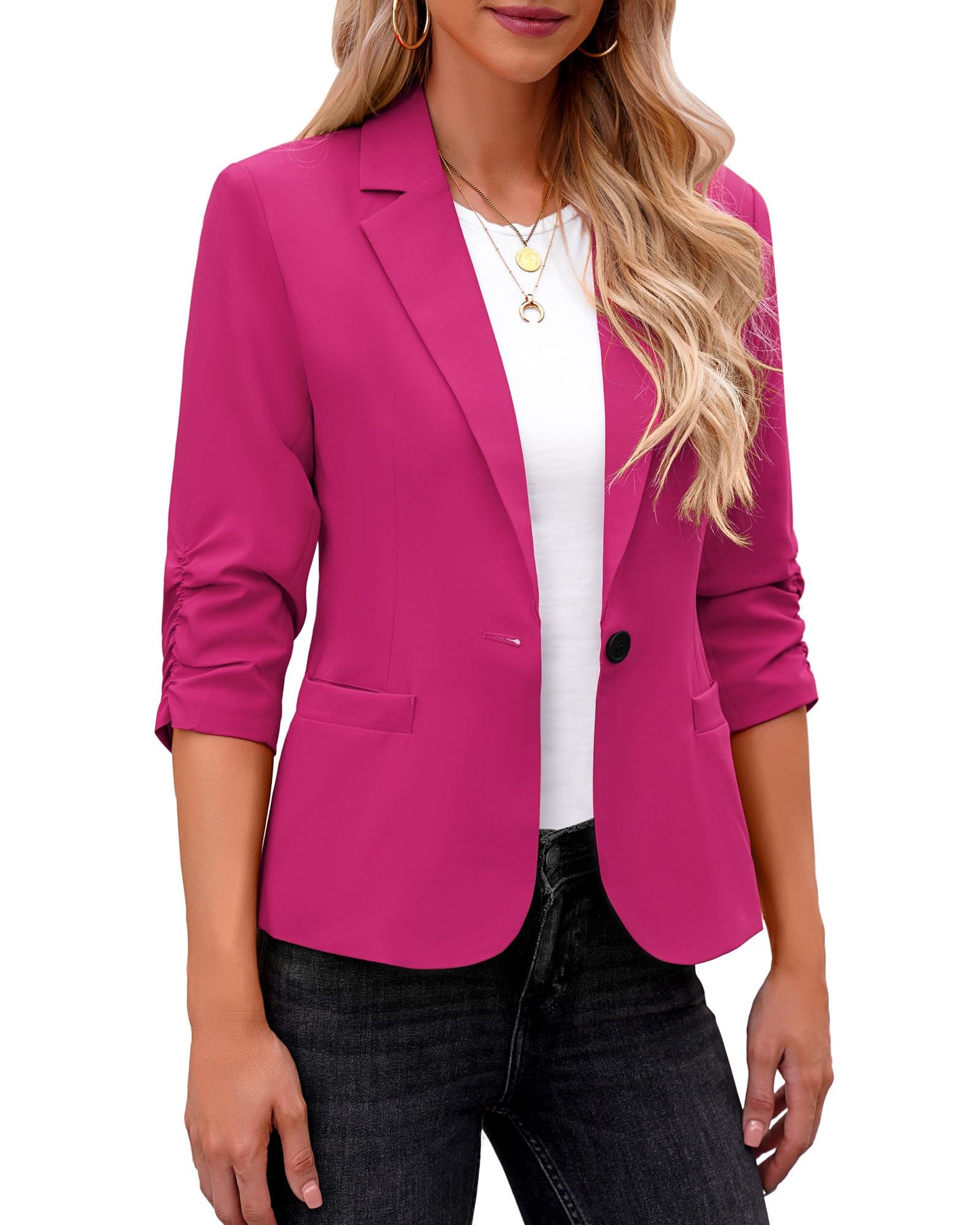 LookbookStore Blazers for Women Suit Jackets Dressy 3/4 Sleeve Blazer Business Casual Outfits for Work