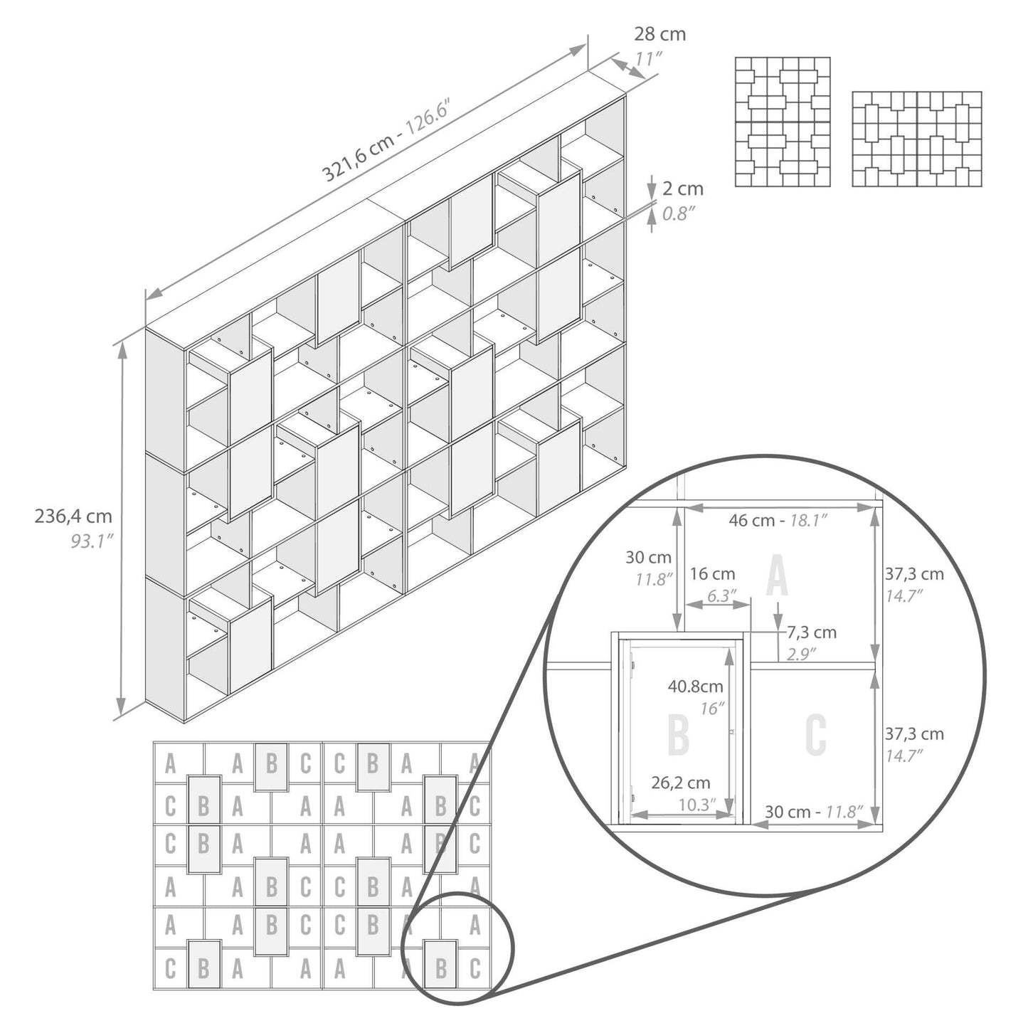 Mobili Fiver, Iacopo XS Bücherregal (63,31 x 31,5 Zoll), rustikale Eiche, Aufbewahrungsbücherregal, modernes Bücherregal für Wohnzimmer, Büro, italienische Möbel 