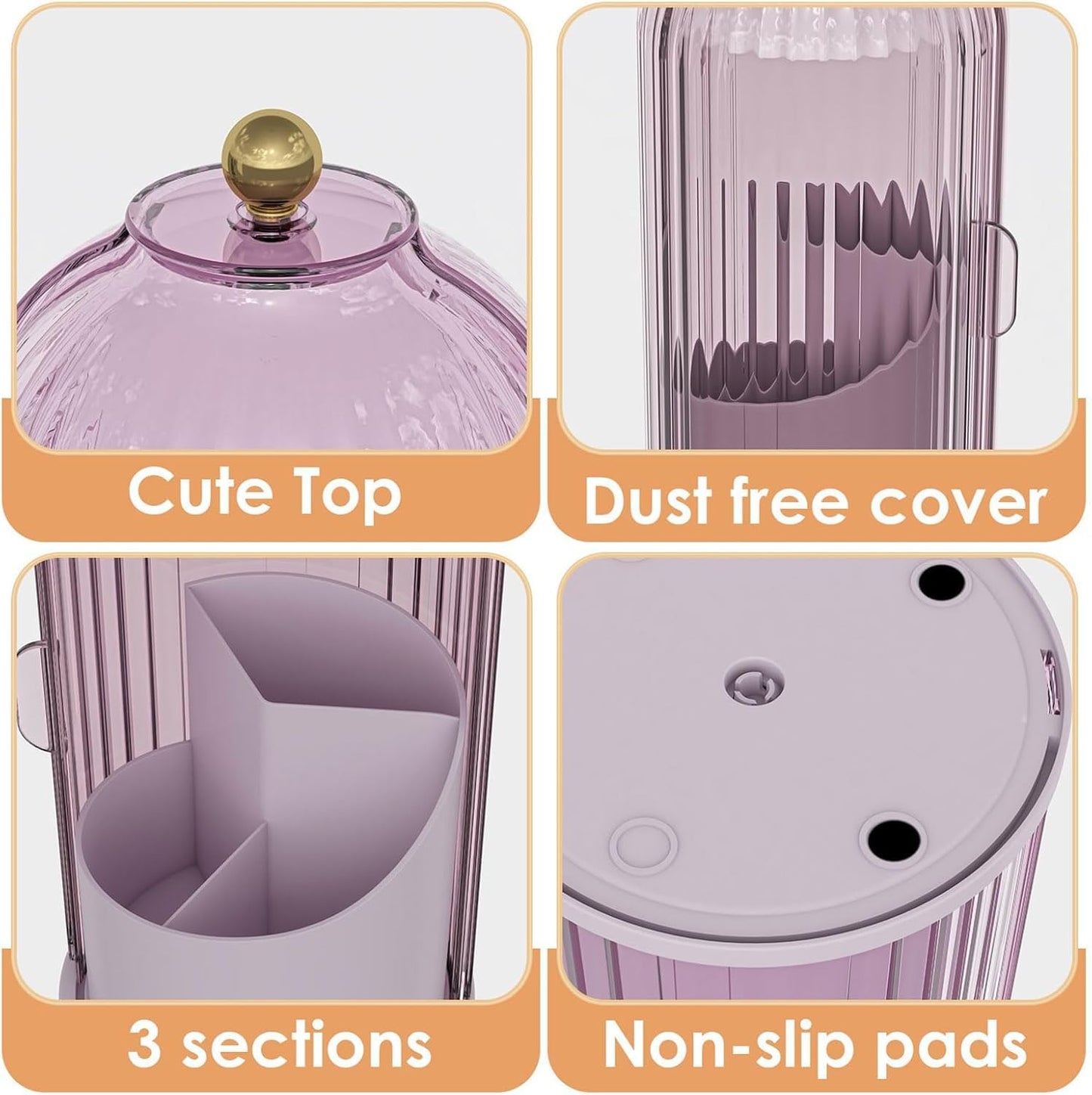 Multi-Use Bathroom Caddy, Dustproof Rotating Organizer with Cover