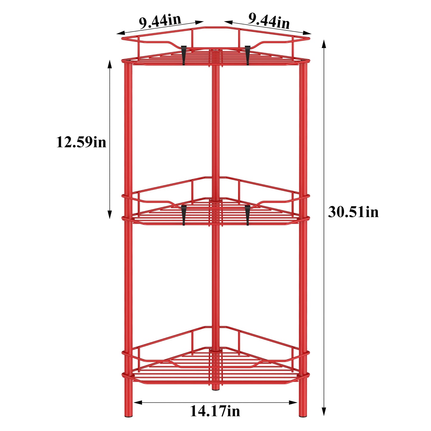 4 Tier Floor Standing Corner Shower Caddy Organizer Shelf with Hooks