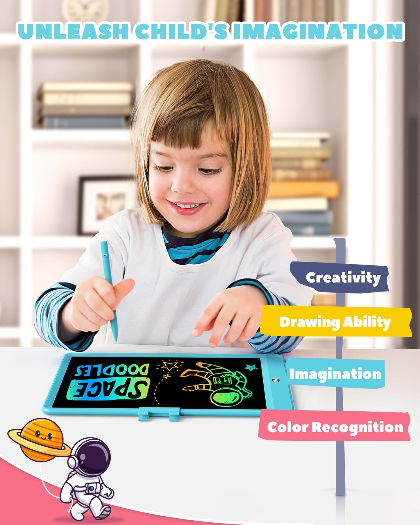 KOKODI LCD Writing Tablet, Valentines Day Gifts for Kids，10 Inch Colorful Toddler Doodle Board Drawing Tablet, Erasable Reusable Electronic Drawing Pads, Educational and Learning Toys for Kids