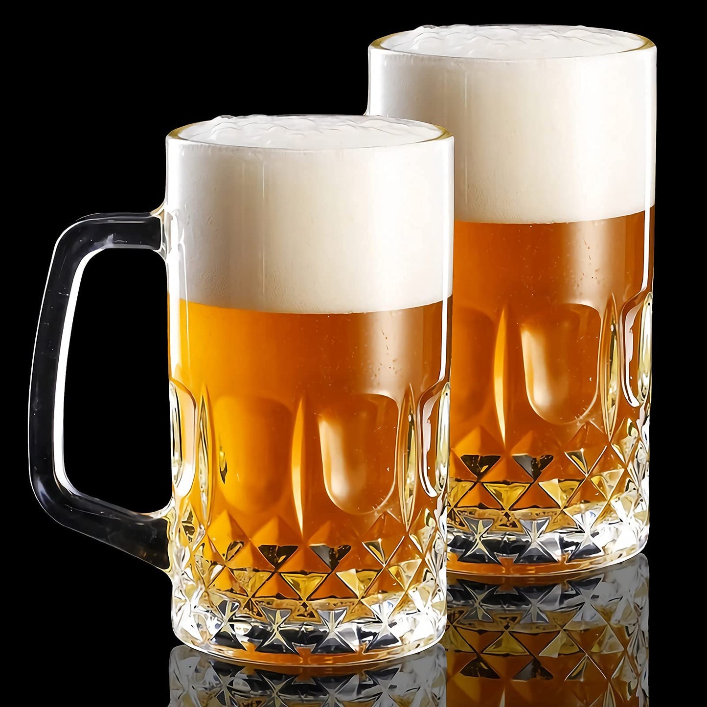 20 OZ Beer Stein Mugs, German Clear Large Tall Beer Glasses With Handle for Men, Set of 2