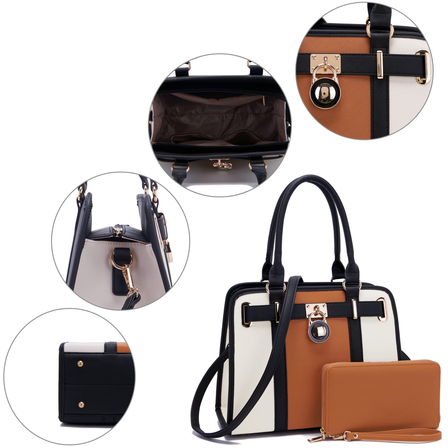 Handbags Sets For Women Shoulder Bags Top Handle Work Satchel Tote Purses Set With Matching Wallet 2pcs