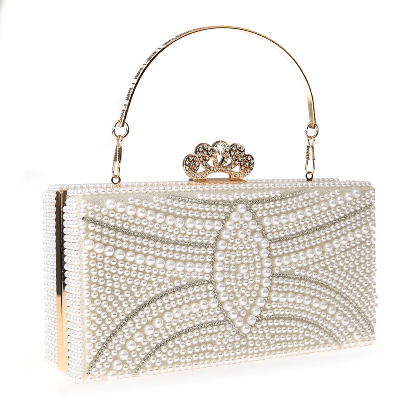 jessie Evening Bags and Clutches, Women's Beaded Evening Handbags Cocktail Prom Bridal Pearl Clutch Purses for Women Wedding