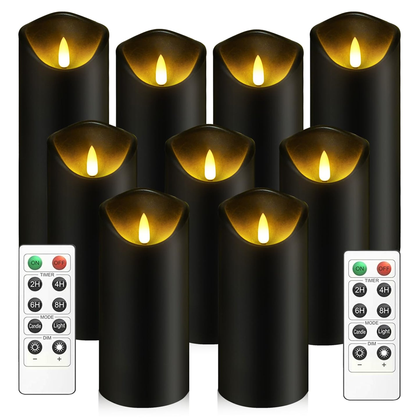 Flickering Flameless Candles Battery Operated with Remote and 2/4/6/8 H Timer Plexiglass Led Pillar Candles Pack of 9 (D2.3"xH 5"6"7")with Realistic Moving Wick Candles for Home Decor(White)