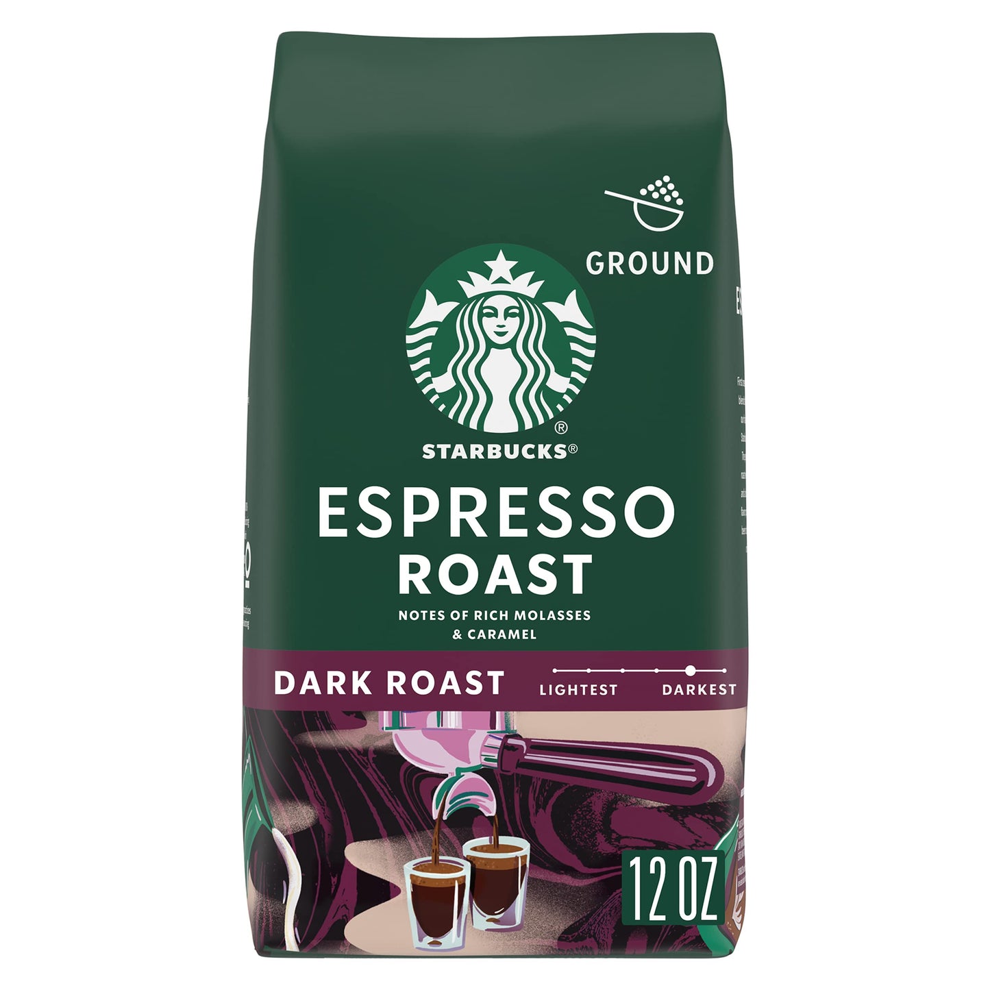 Café moulu Starbucks, café torréfié foncé, torréfaction française, 100 % arabica, 1 sac (28 oz) 