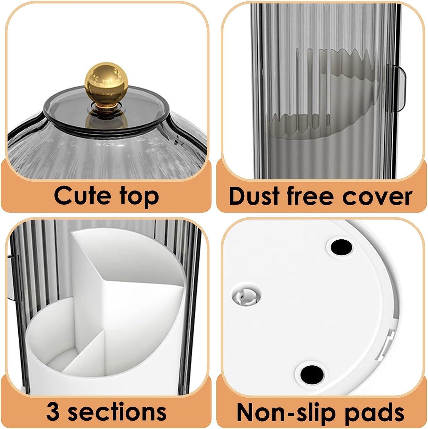 Multi-Use Bathroom Caddy, Dustproof Rotating Organizer with Cover